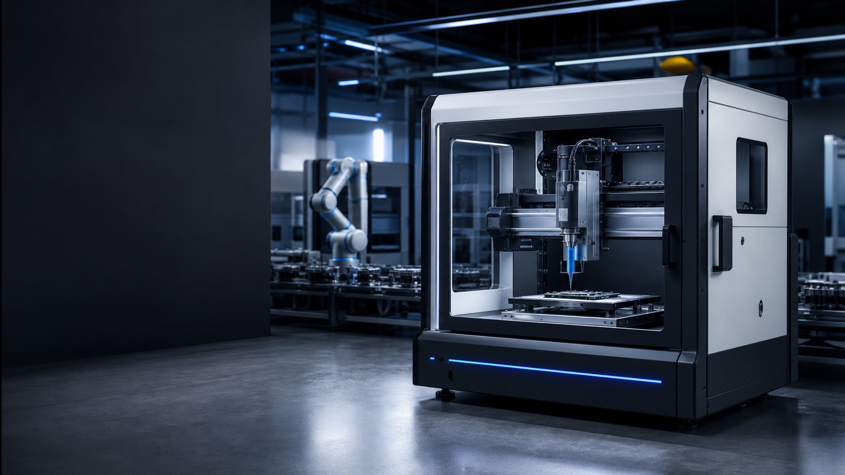 Precision industrial automation machine in a modern factory